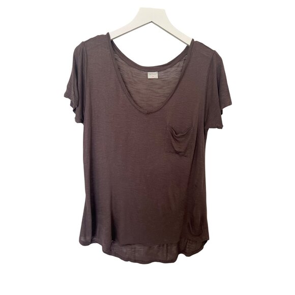 Tresics Brown Short Sleeve V-Neck T-Shirt With Pocket - Picture 1 of 4